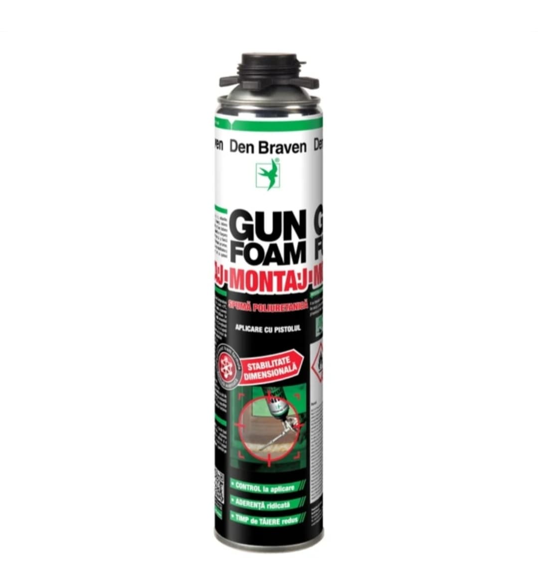 Spuma poliuretanică, montaj Den Braven aplicare cu pistol, 750 ml
