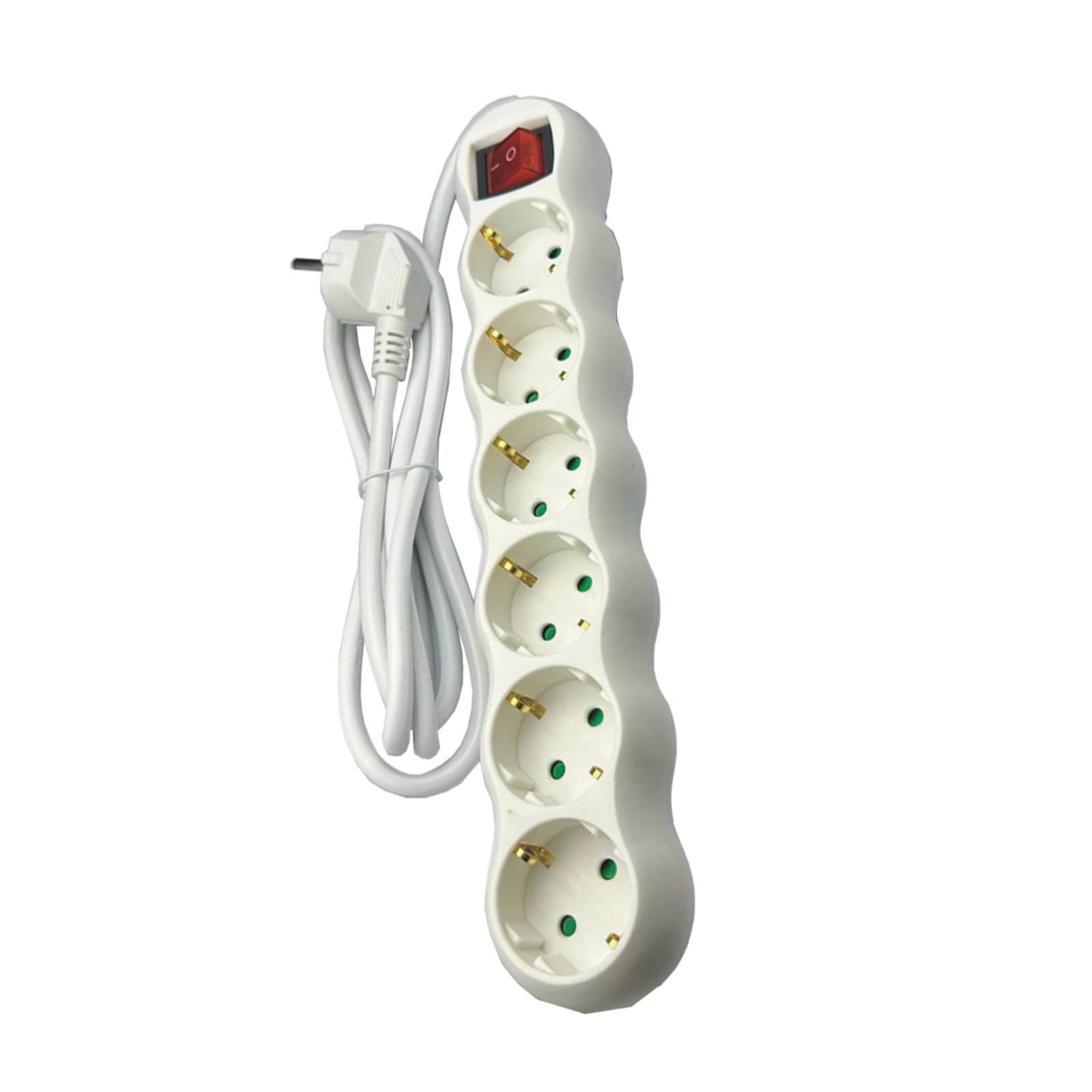 Prelungitor electric 6 prize cu întrerupător,cablu 3×1.5 mm² ,5M
