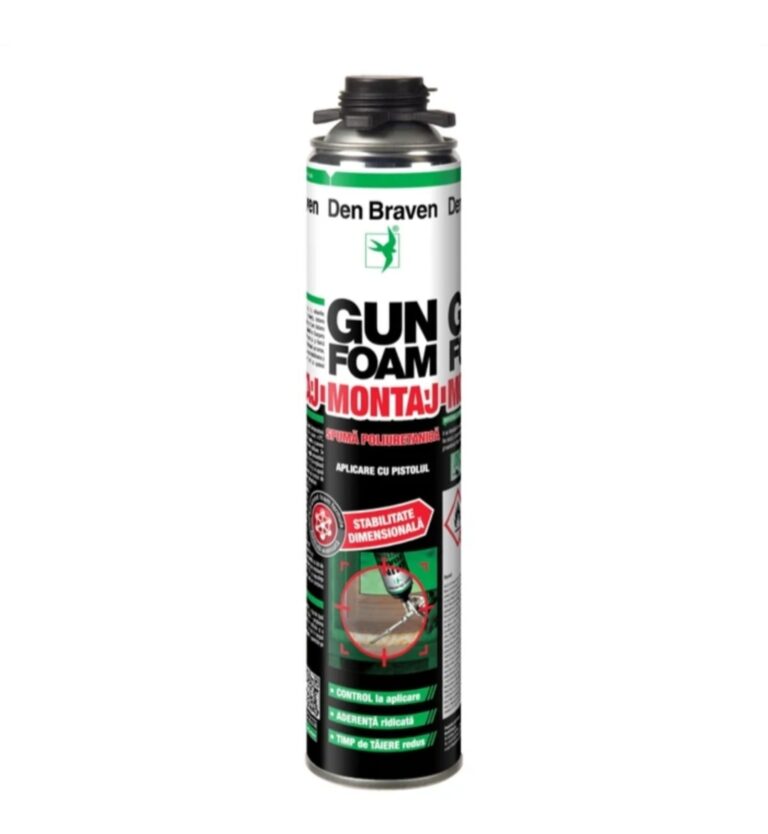 Spuma poliuretanică, montaj Den Braven aplicare cu pistol, 750 ml